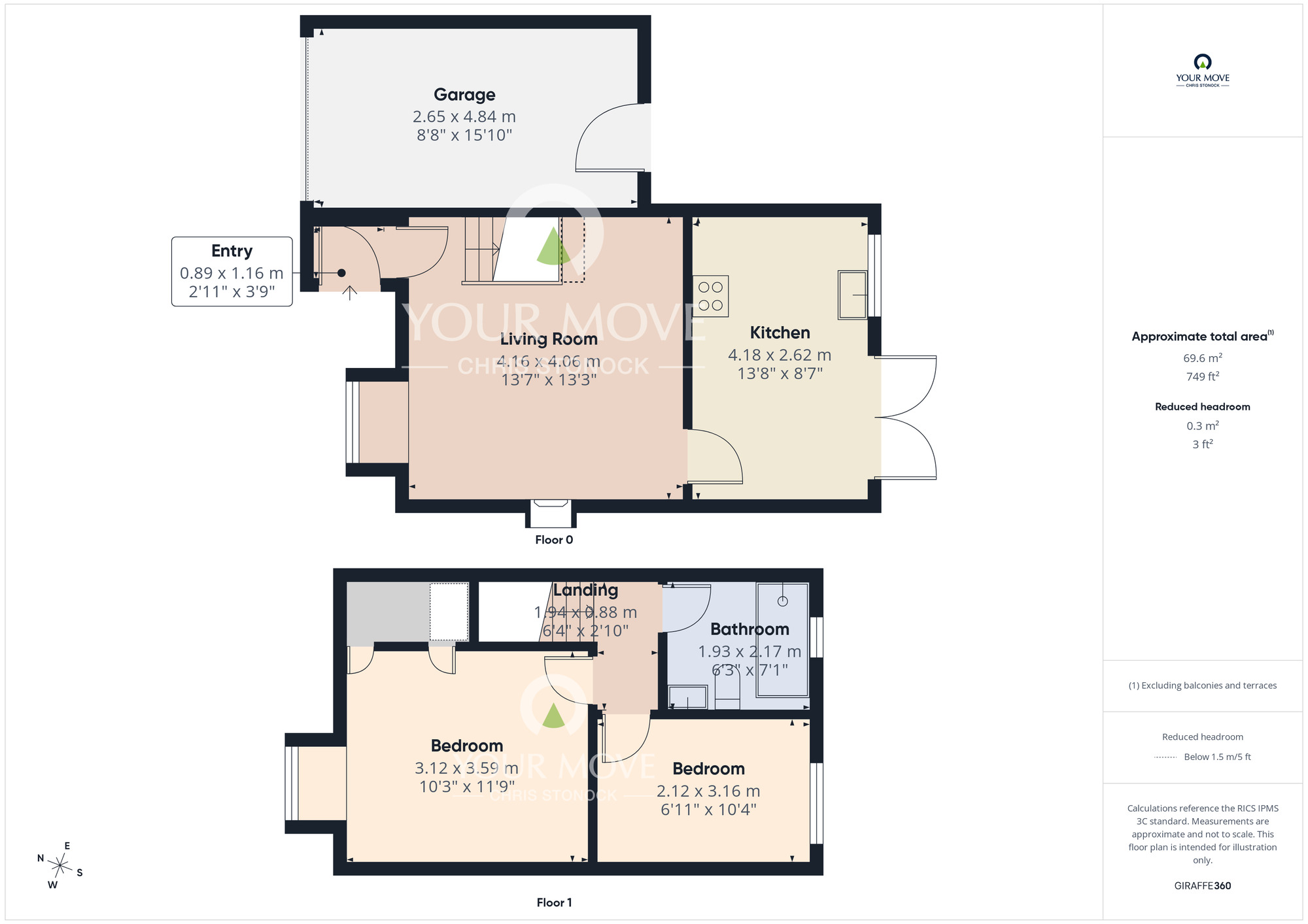 Floorplan of 2 bedroom Semi Detached House for sale, Ashton Rise, Chester Le Street, Durham, DH2