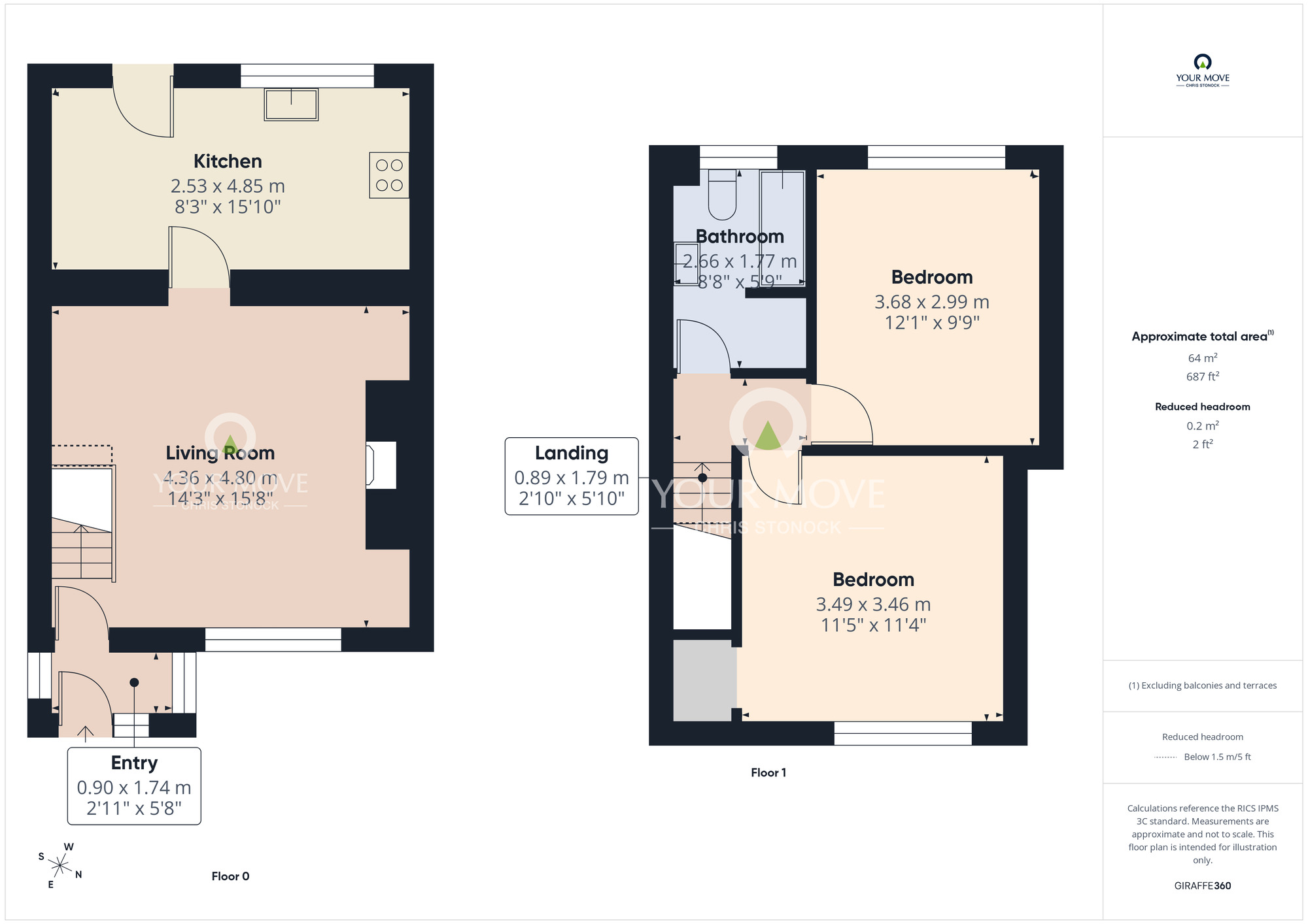 Floorplan of 2 bedroom Mid Terrace House for sale, Hylton Terrace, Pelton, Durham, DH2