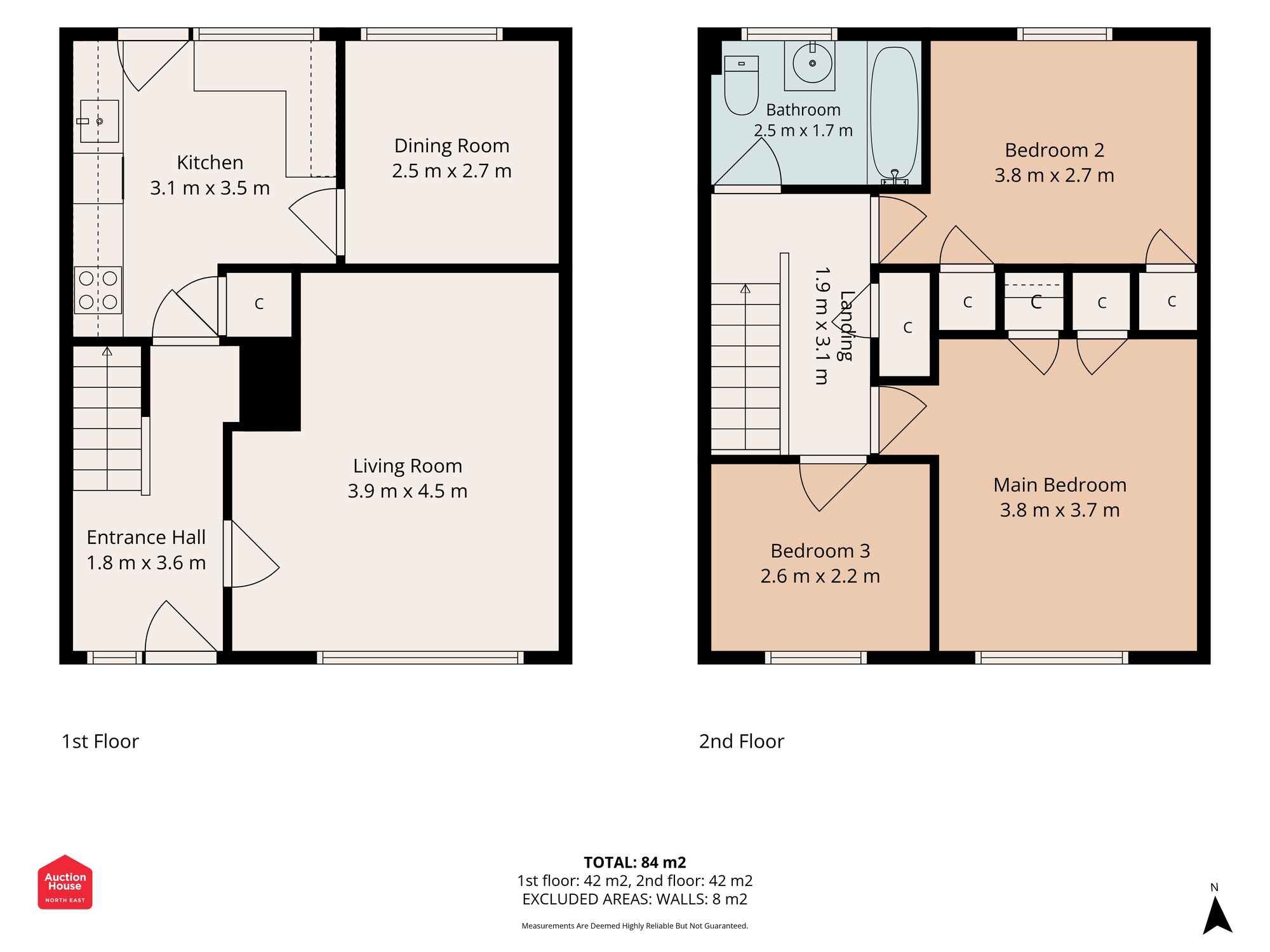 Floorplan of 3 bedroom End Terrace House for sale, Brecon Place, Pelton, Durham, DH2