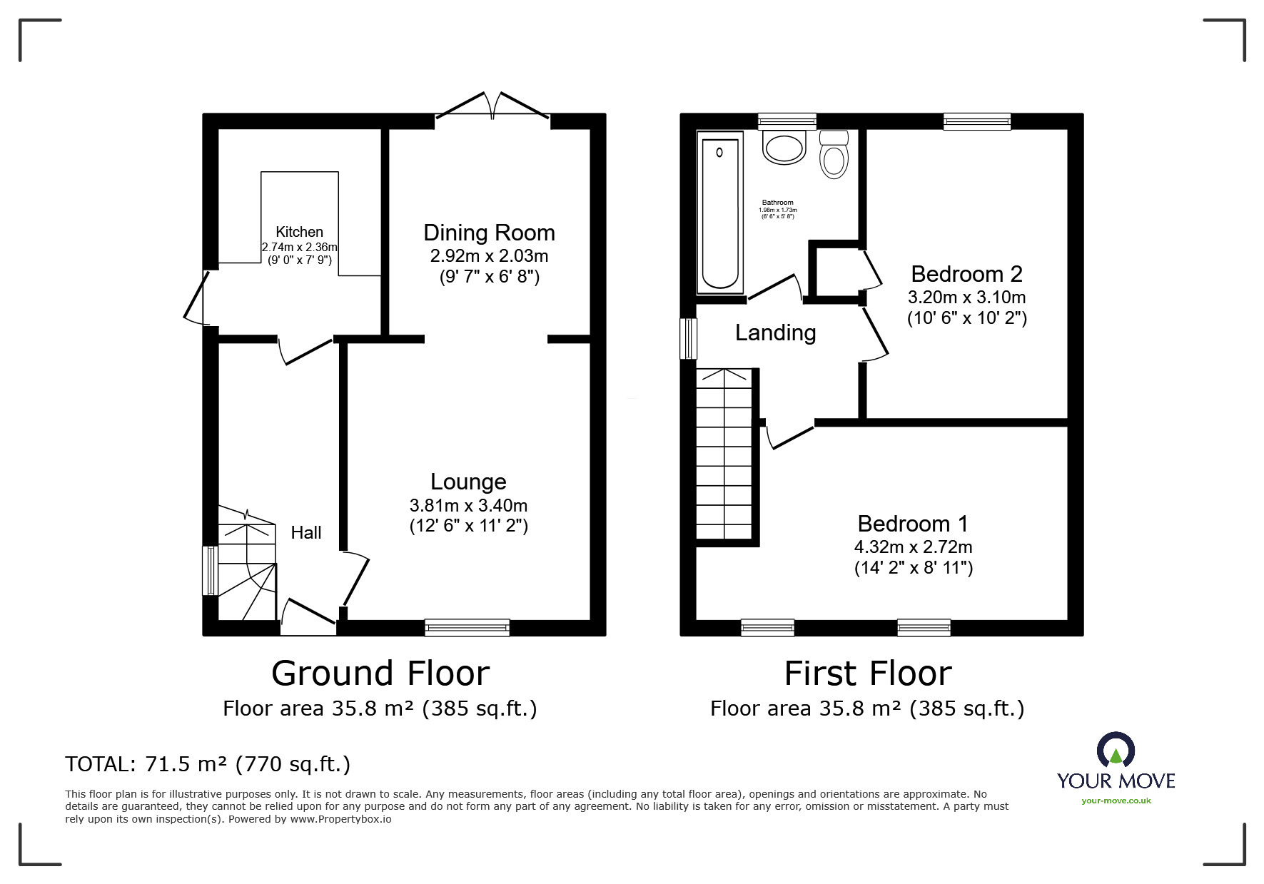 Floorplan of 2 bedroom Semi Detached House for sale, Cropston Drive, Coalville, Leicestershire, LE67