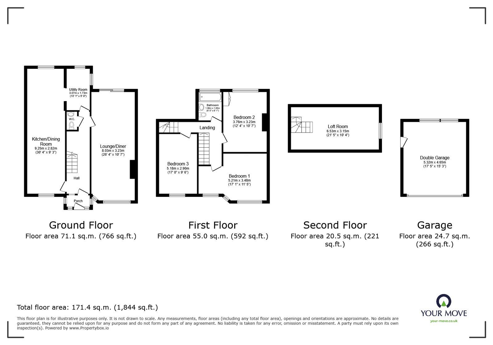 Floorplan of 3 bedroom Detached House for sale, Grove Road, Whitwick, Leicestershire, LE67
