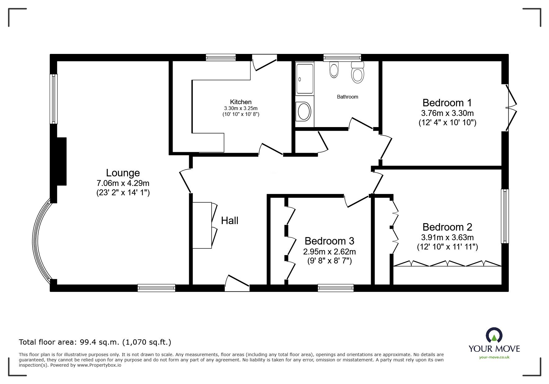 Floorplan of 3 bedroom Detached Bungalow for sale, Kenmore Crescent, Coalville, Leicestershire, LE67