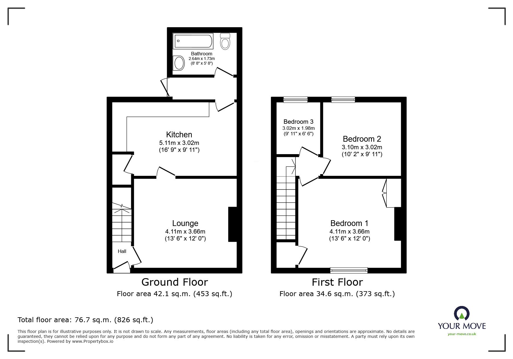 Floorplan of 3 bedroom Semi Detached House for sale, Worthington Lane, Newbold Coleorton, Leicestershire, LE67