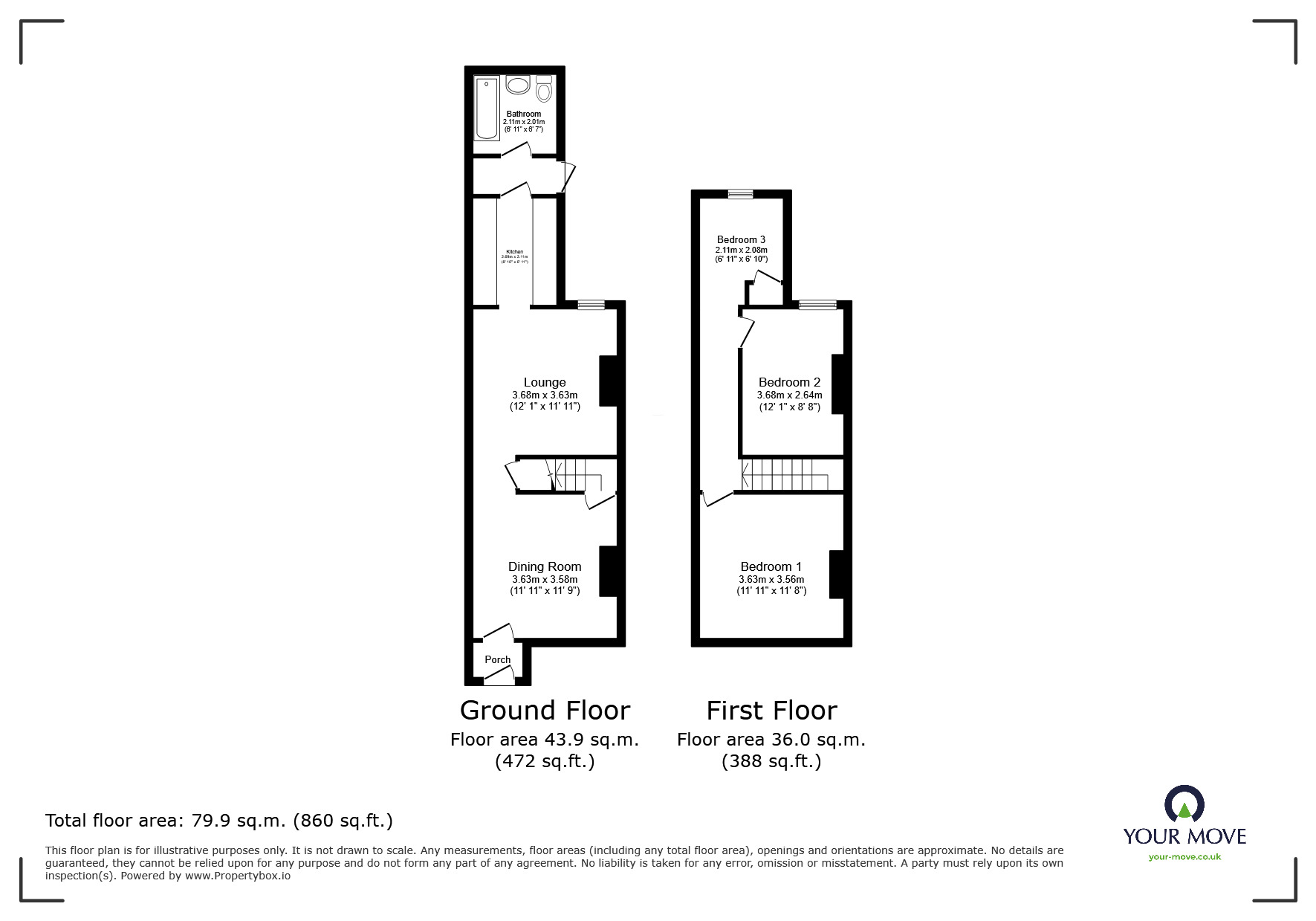 Floorplan of 3 bedroom End Terrace House for sale, Main Street, Thringstone, Leicestershire, LE67
