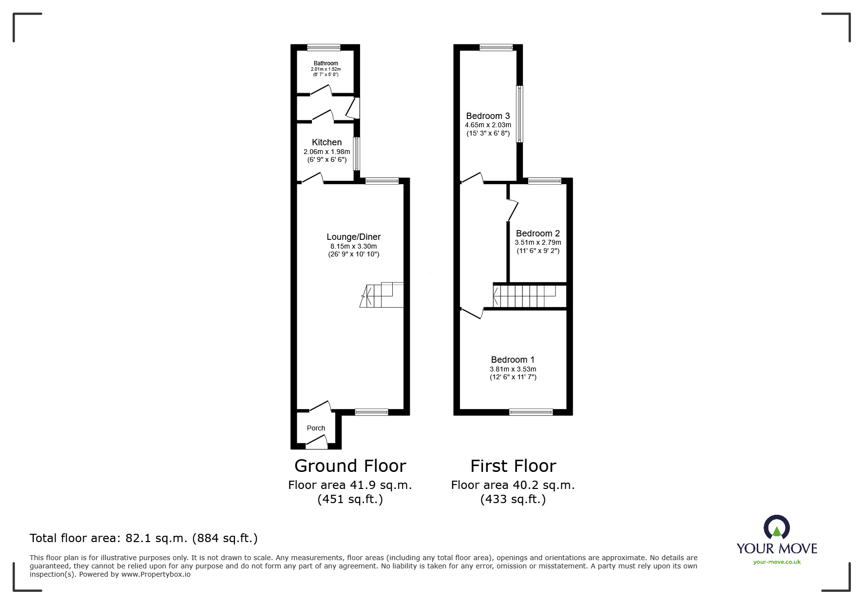 Floorplan of 3 bedroom Mid Terrace House for sale, Swannington Road, Coalville, Leicestershire, LE67