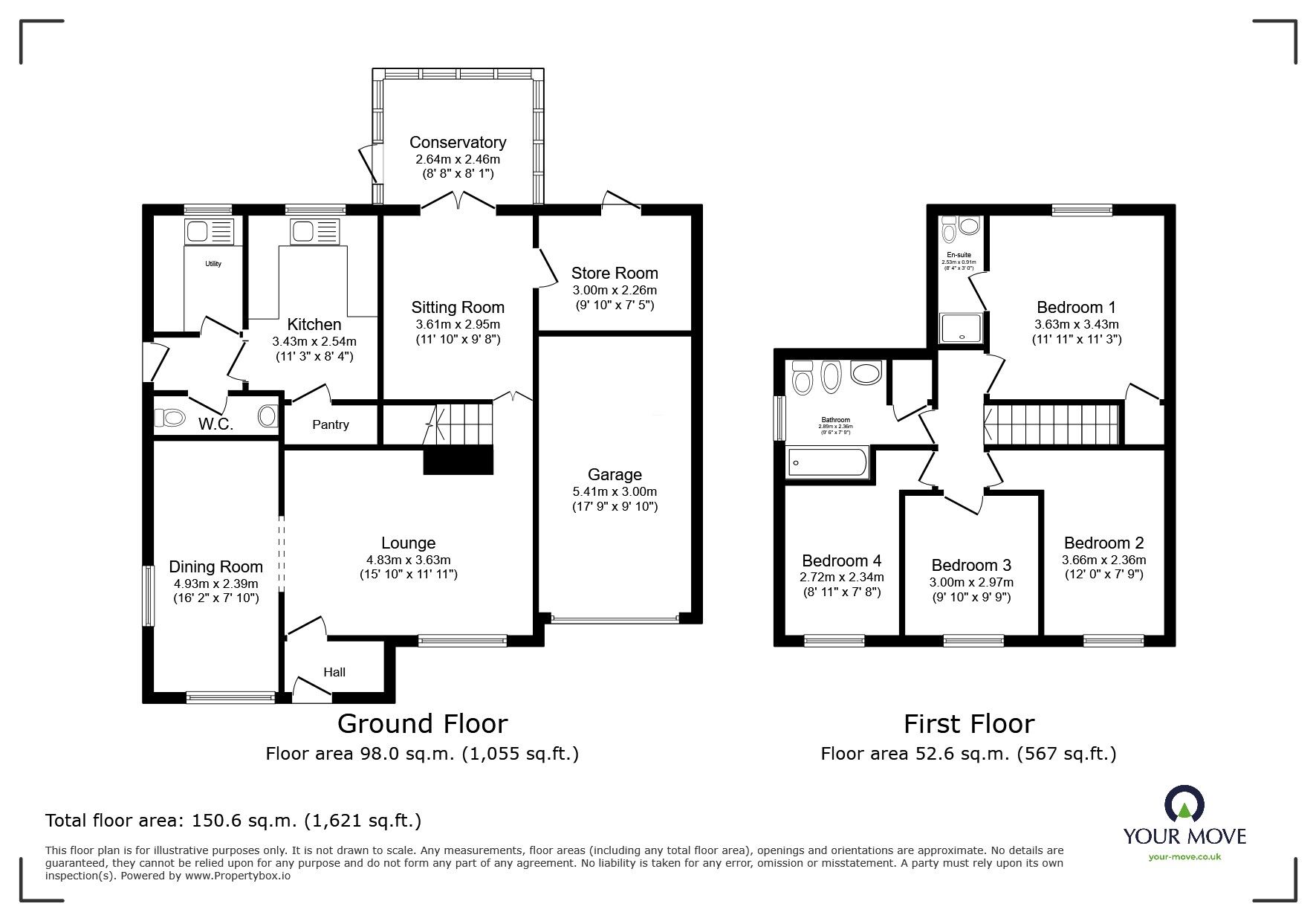 Floorplan of 4 bedroom Detached House for sale, Exmoor Close, Ellistown, Leicestershire, LE67