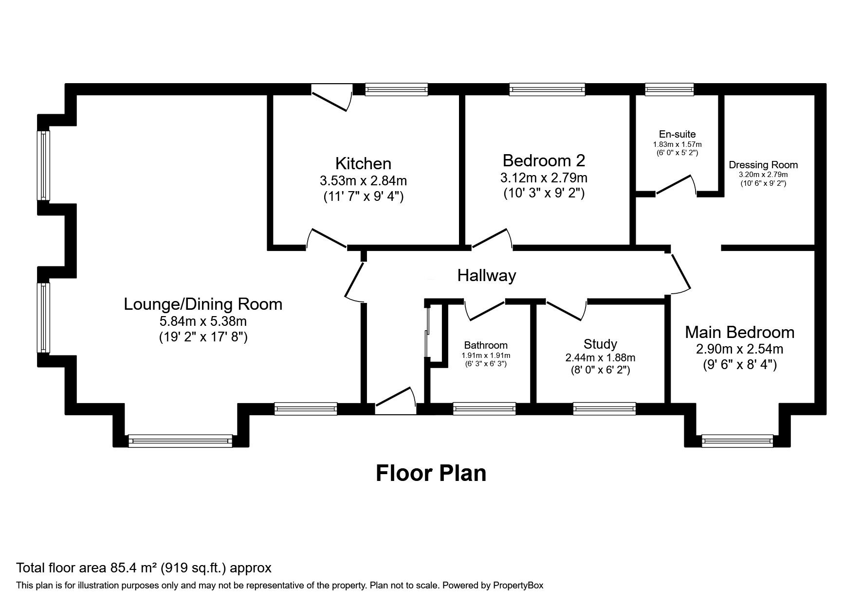 Floorplan of 2 bedroom Detached Property for sale, Melbourne Road, Ibstock, Leicestershire, LE67