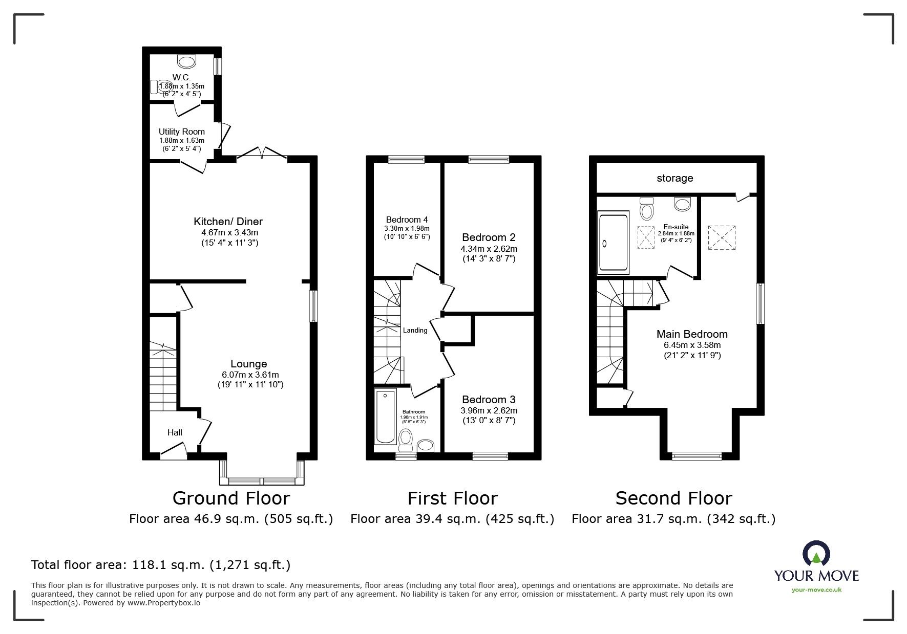 Floorplan of 4 bedroom Semi Detached House for sale, Spruce Drive, Coalville, Leicestershire, LE67