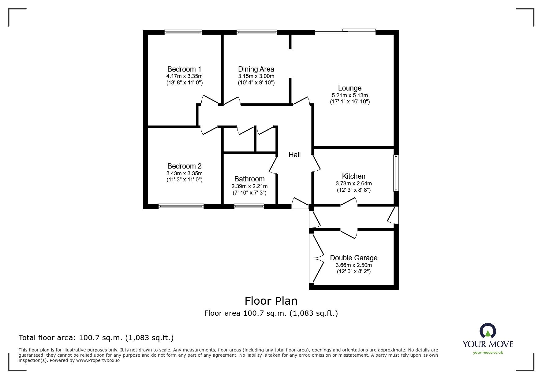 Floorplan of 2 bedroom Detached Bungalow for sale, Thorndale, Ibstock, Leicestershire, LE67