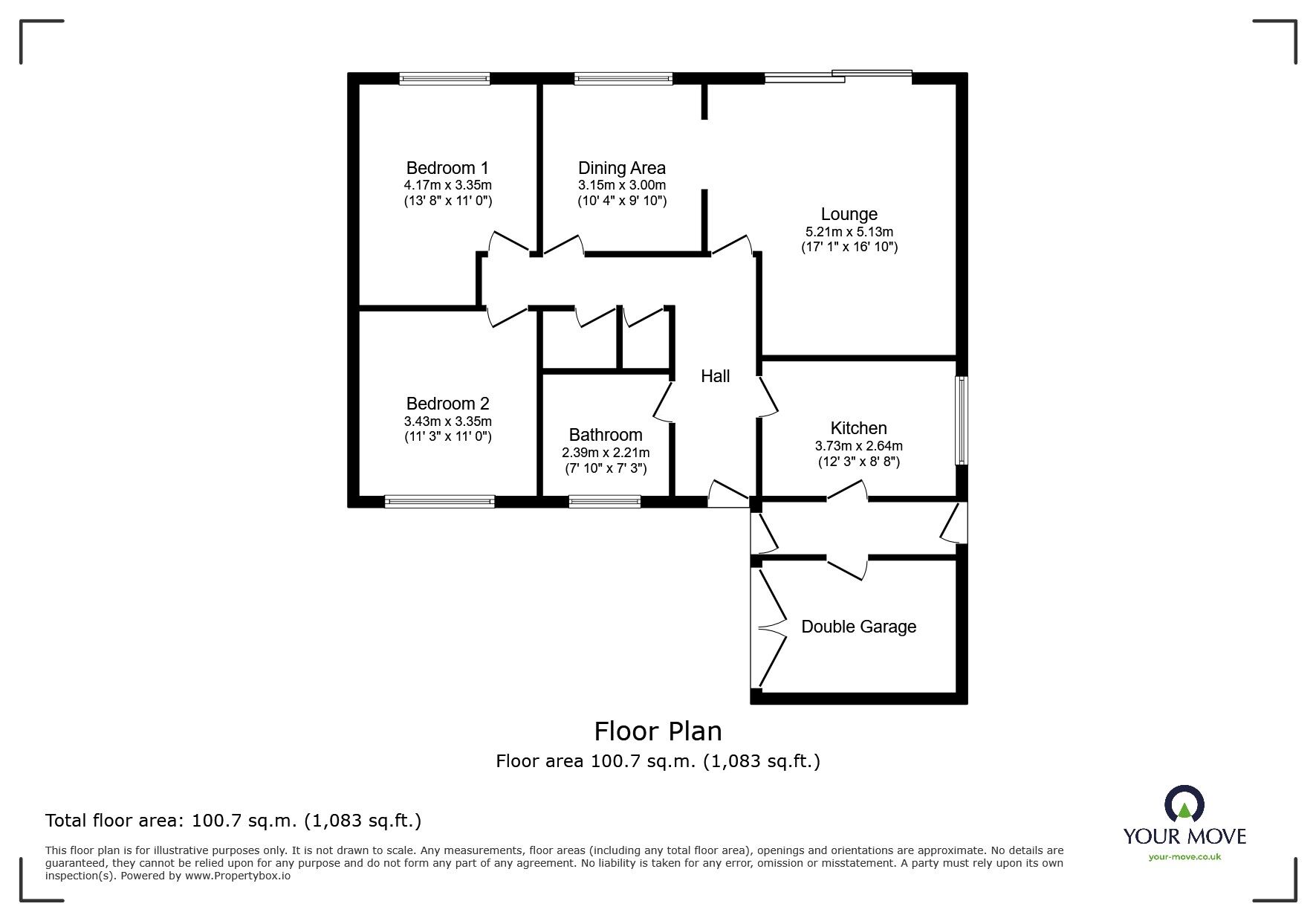 Floorplan of 2 bedroom Detached Bungalow for sale, Thorndale, Ibstock, Leicestershire, LE67