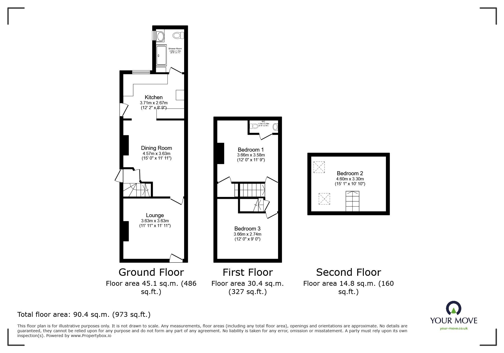 Floorplan of 3 bedroom Semi Detached House for sale, Leicester Road, Ibstock, Leicestershire, LE67