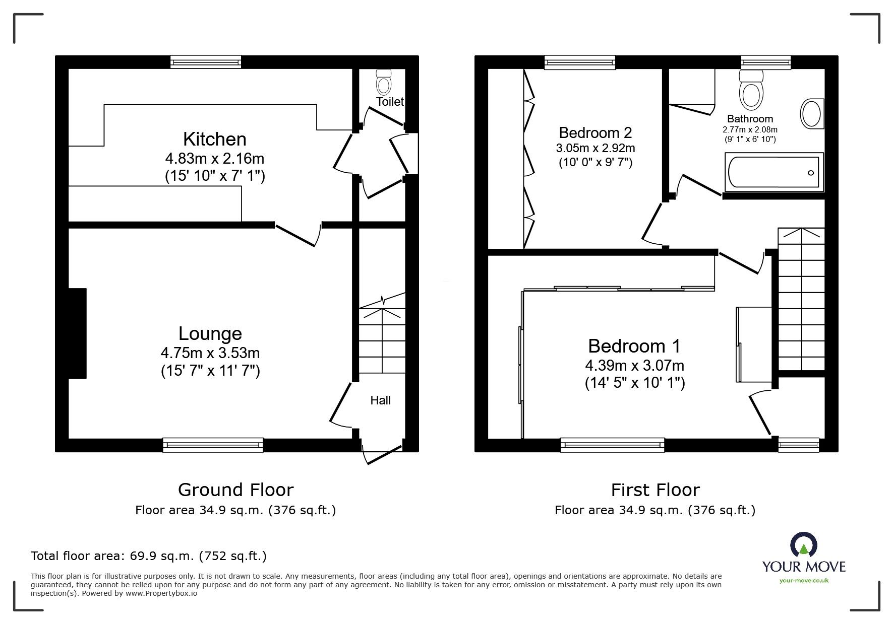 Floorplan of 2 bedroom Semi Detached House for sale, Church View, Ibstock, Leicestershire, LE67