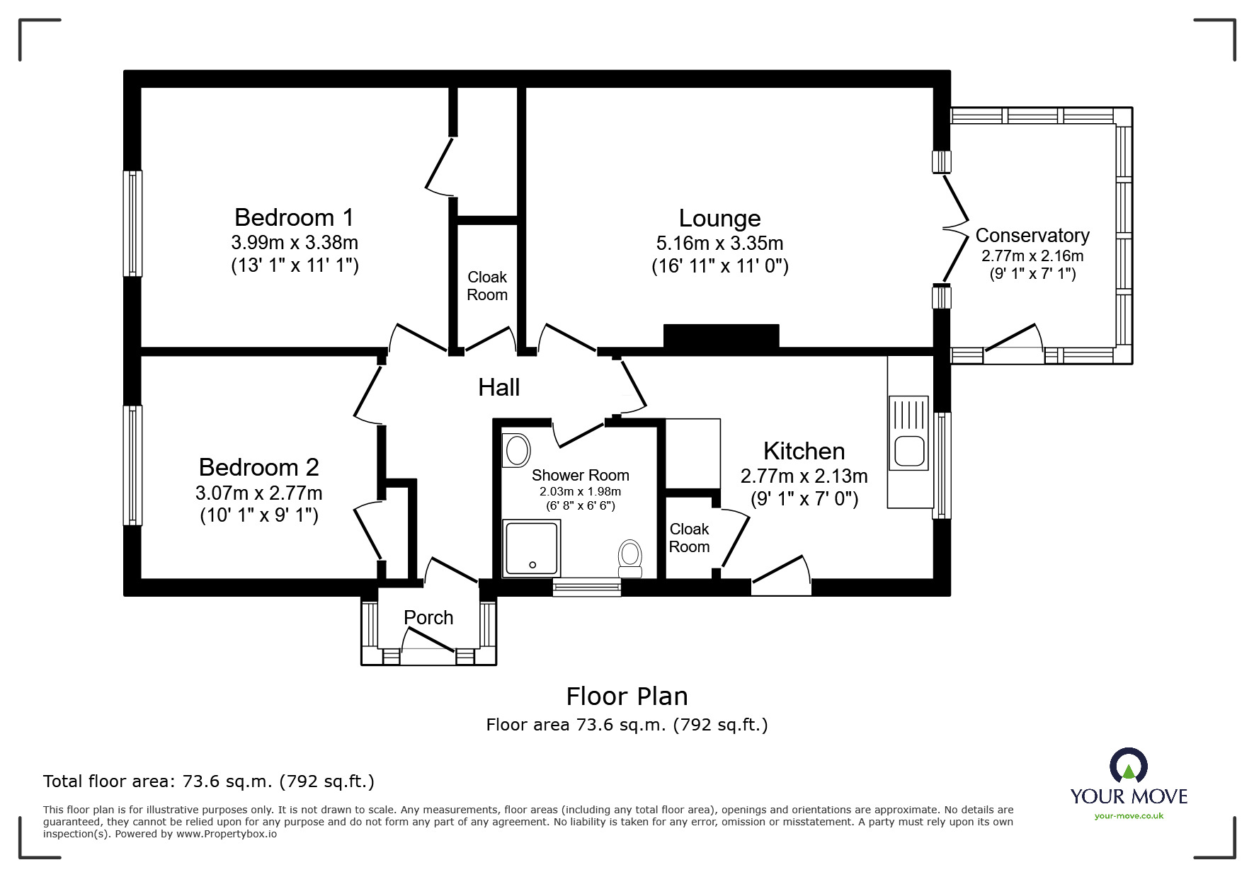 Floorplan of 2 bedroom Semi Detached Bungalow for sale, Tiverton Avenue, Whitwick, Leicestershire, LE67