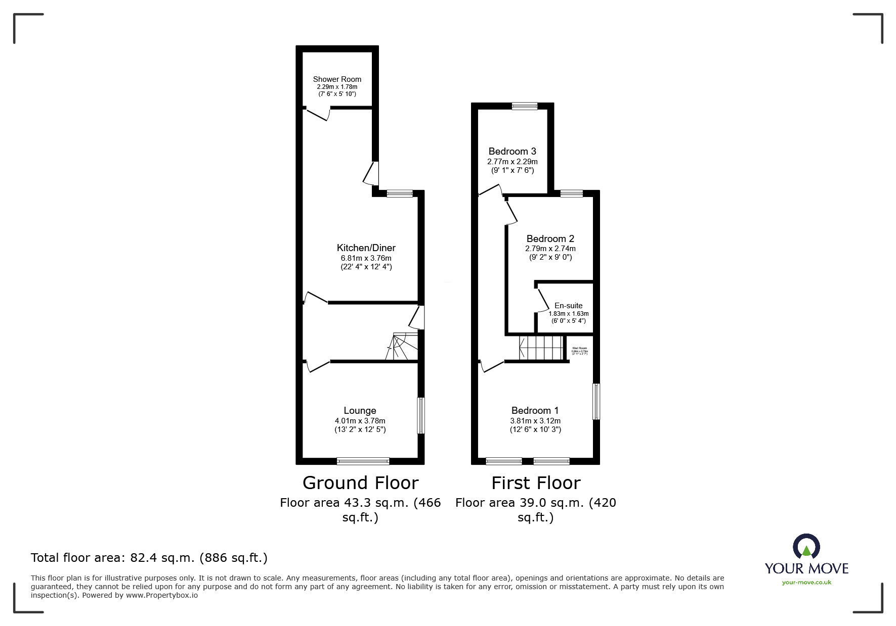 Floorplan of 3 bedroom Semi Detached House to rent, Highfield Street, Coalville, Leicestershire, LE67