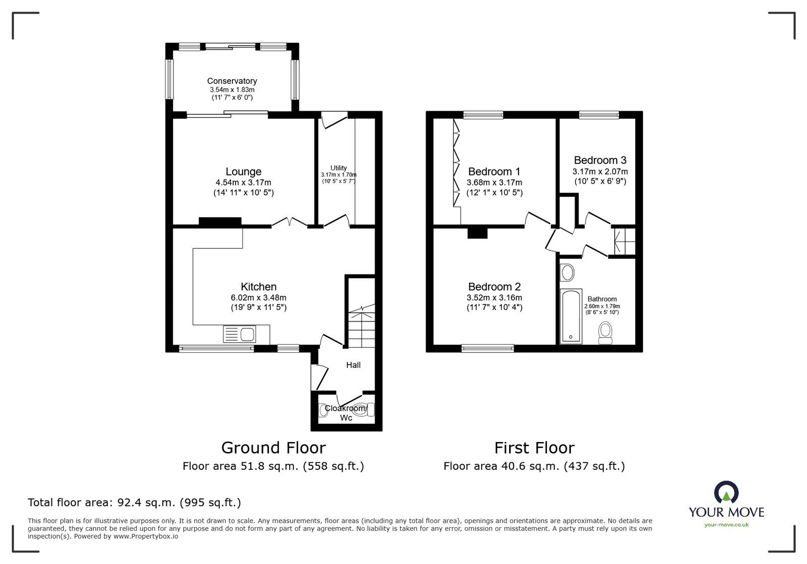 Floorplan of 3 bedroom Mid Terrace House for sale, Barton Road, Osbaston, Leicestershire, CV13