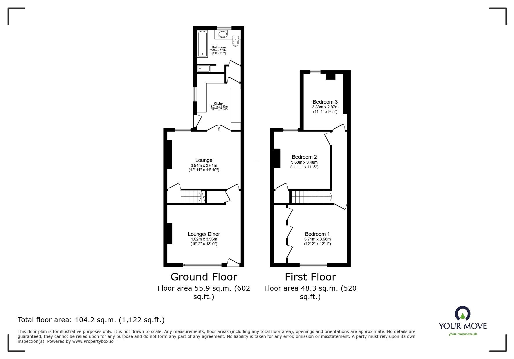 Floorplan of 3 bedroom Mid Terrace House for sale, Charnwood Street, Coalville, Leicestershire, LE67