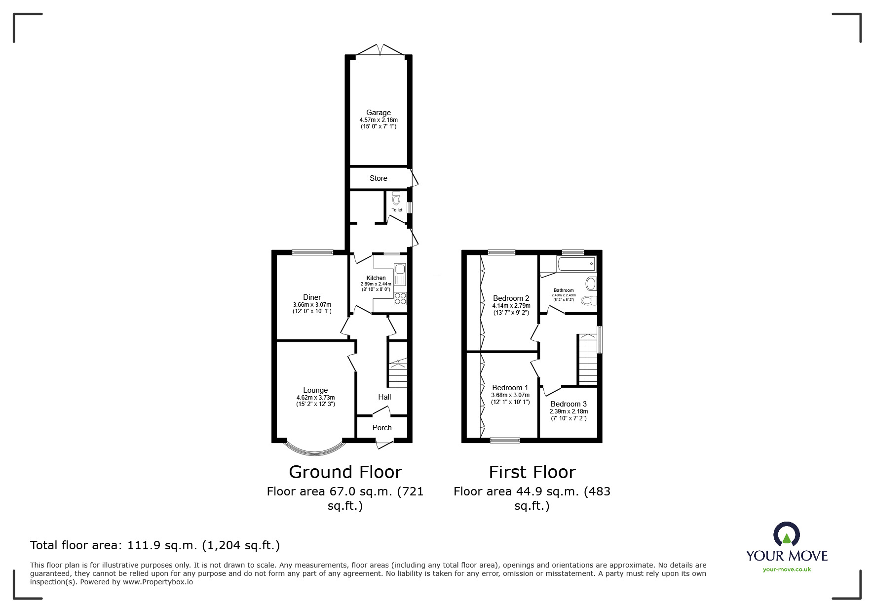 Floorplan of 3 bedroom Semi Detached House for sale, Melbourne Road, Ibstock, Leicestershire, LE67