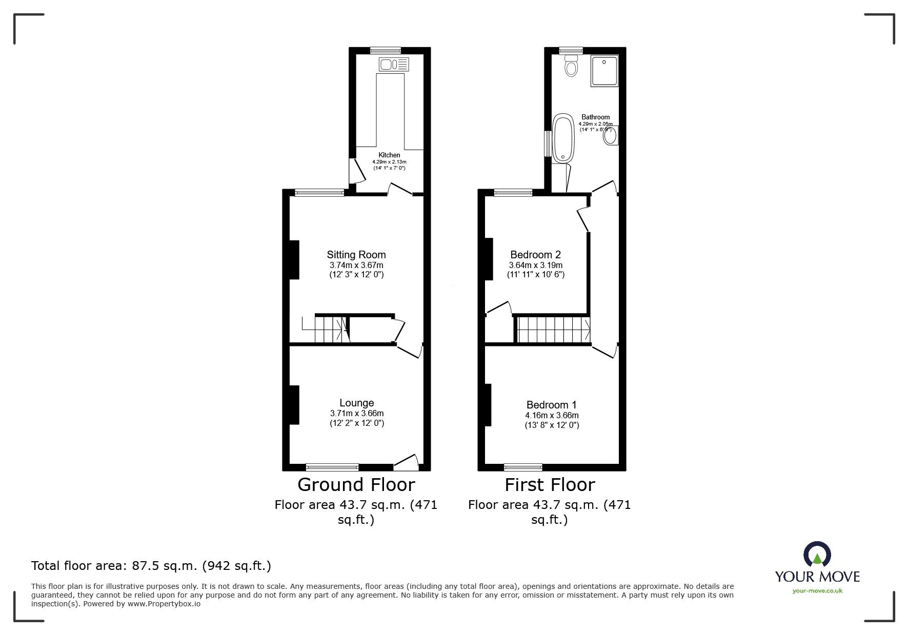 Floorplan of 2 bedroom Mid Terrace House for sale, Battram Road, Ellistown, Leicestershire, LE67