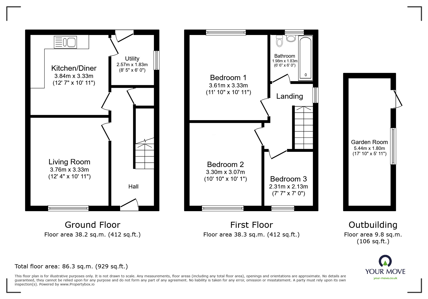 Floorplan of 3 bedroom Semi Detached House for sale, Bonchurch Road, Whitwick, Leicestershire, LE67