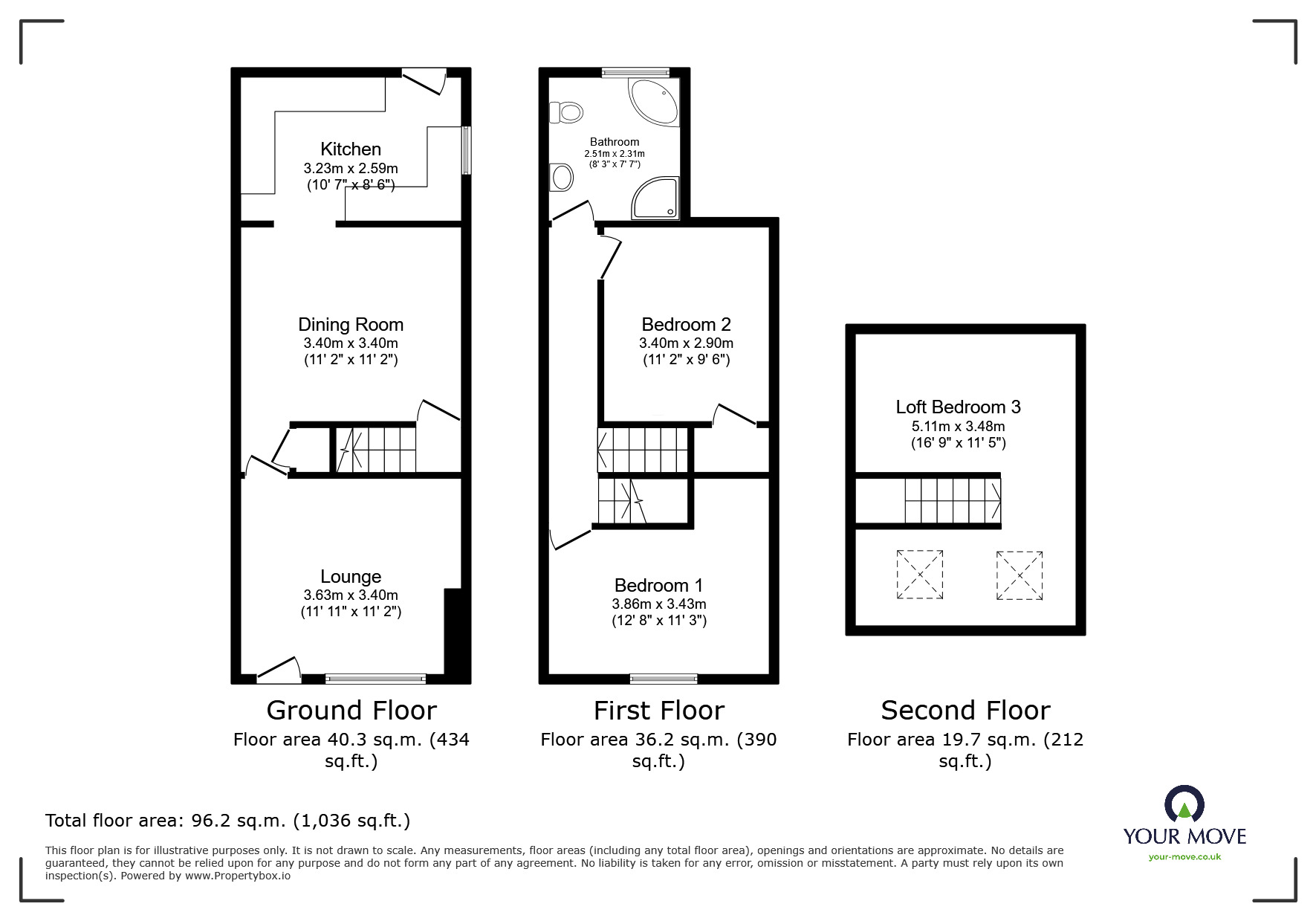 Floorplan of 3 bedroom Mid Terrace House for sale, Oxford Street, Coalville, Leicestershire, LE67