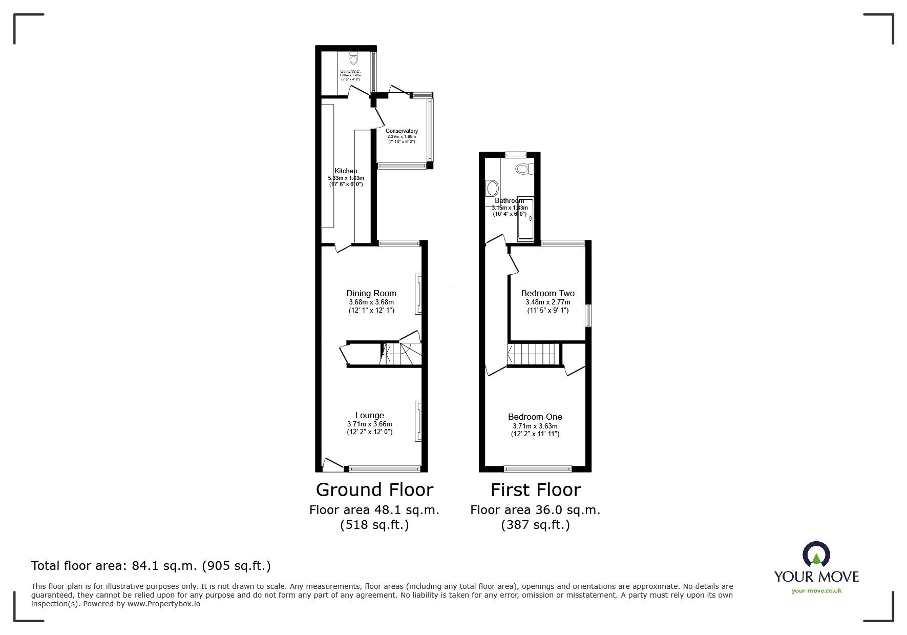 Floorplan of 2 bedroom Mid Terrace House for sale, Battram Road, Ellistown, Leicestershire, LE67