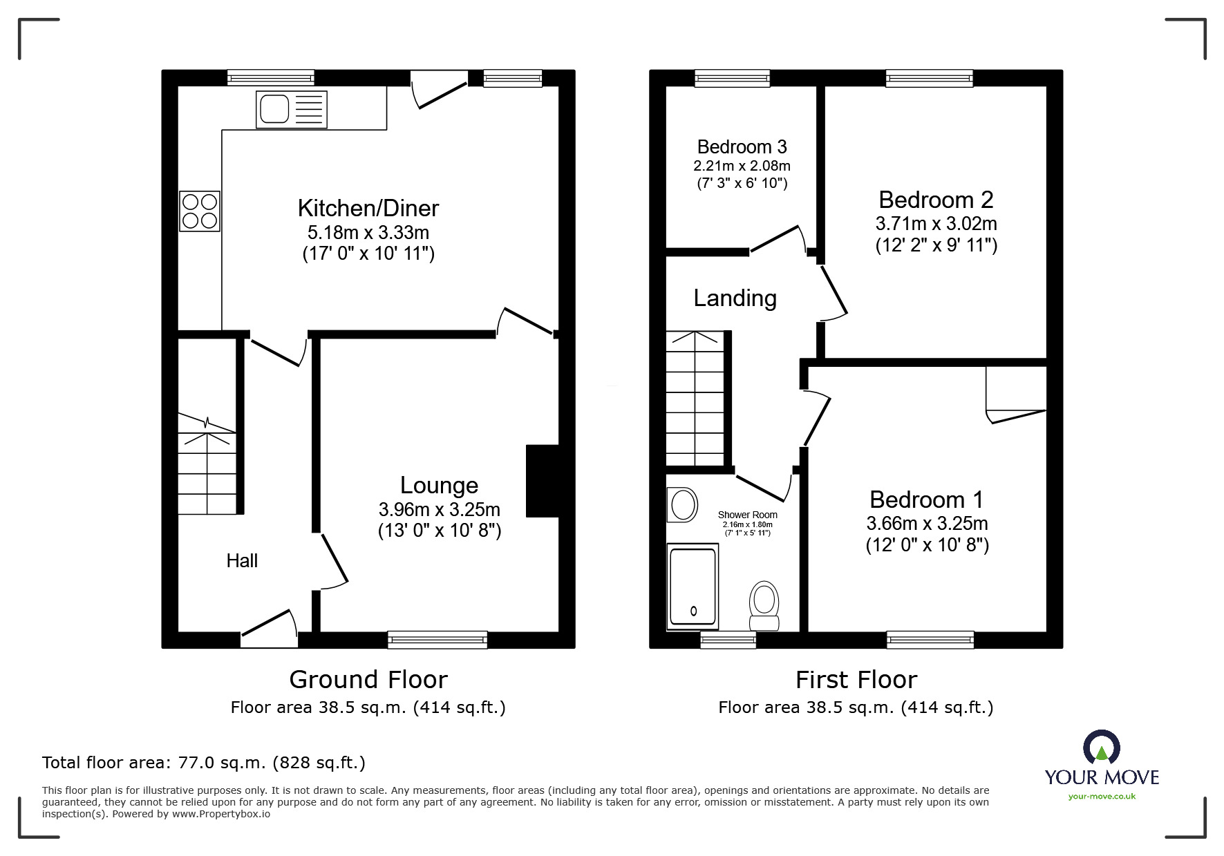 Floorplan of 3 bedroom Mid Terrace House for sale, Central Avenue, Ibstock, Leicestershire, LE67