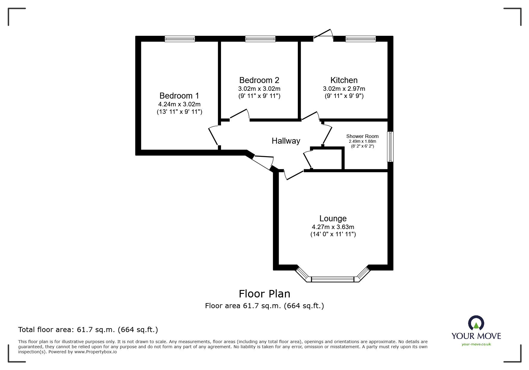 Floorplan of 2 bedroom Detached Bungalow for sale, Zetland Close, Coalville, Leicestershire, LE67