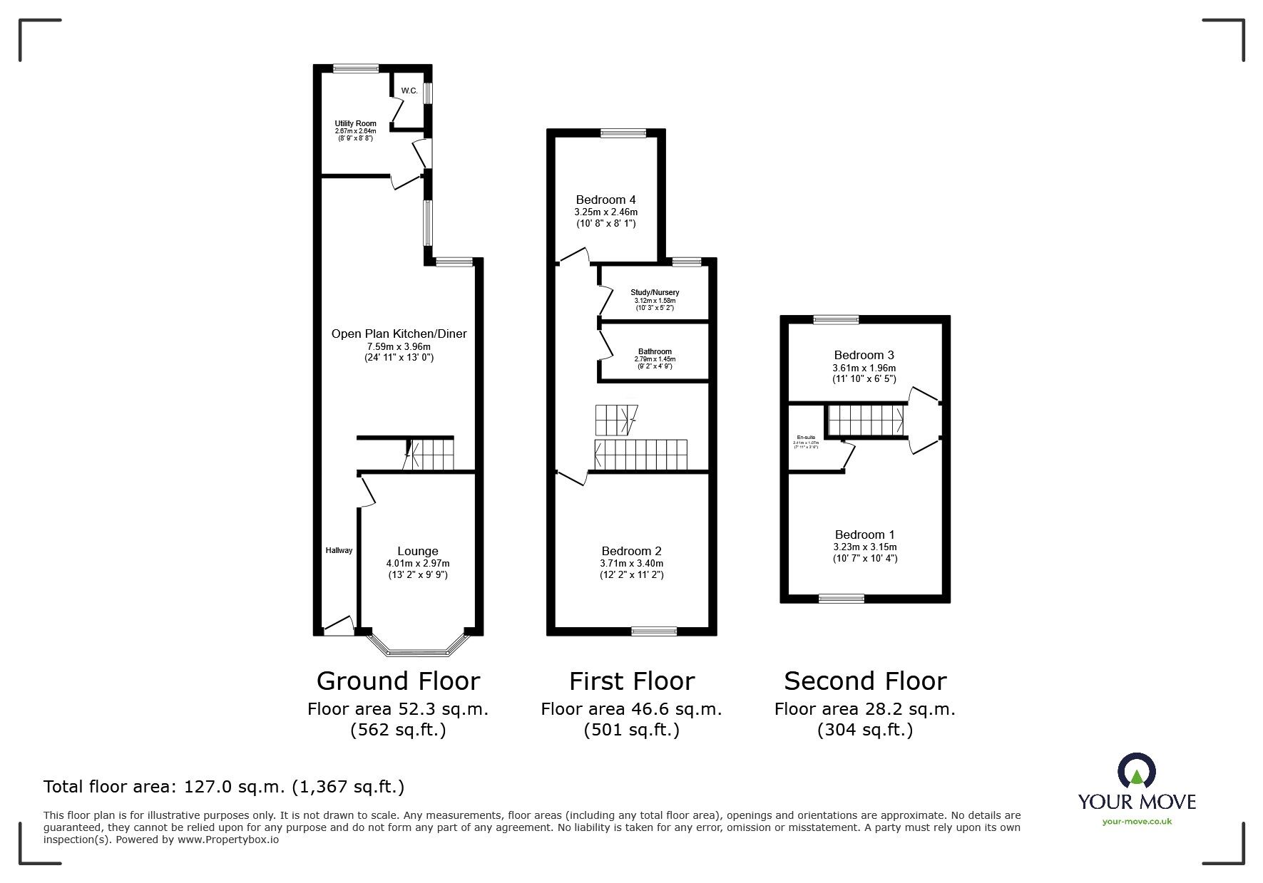 Floorplan of 4 bedroom Mid Terrace House for sale, Central Road, Hugglescote, Leicestershire, LE67