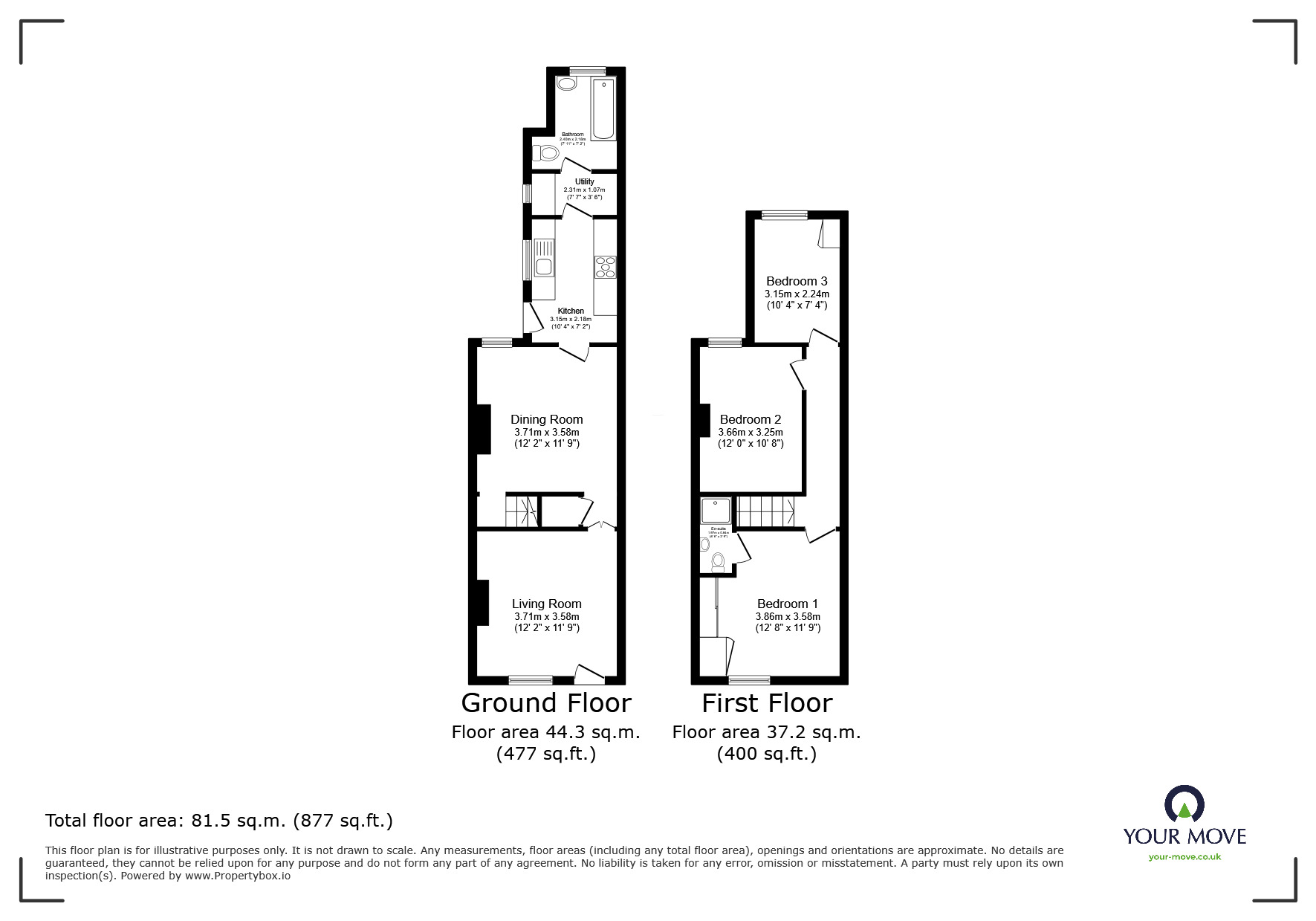 Floorplan of 3 bedroom End Terrace House for sale, Manor Road, Donington Le Heath, Leicestershire, LE67