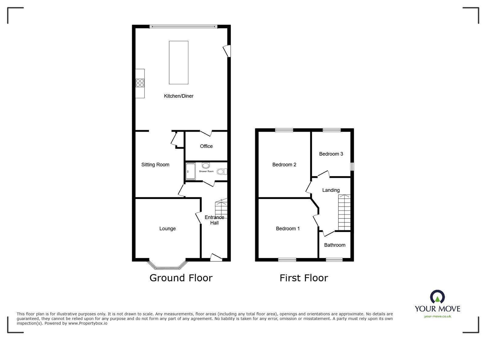 Floorplan of 3 bedroom Semi Detached House for sale, Central Road, Hugglescote, Leicestershire, LE67