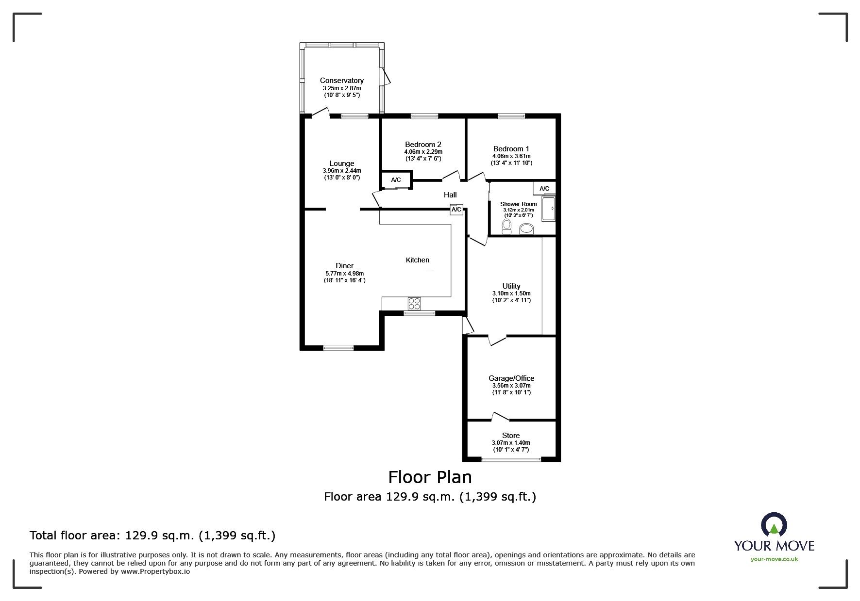 Floorplan of 2 bedroom Semi Detached Bungalow for sale, Sunnyside, Ibstock, Leicestershire, LE67