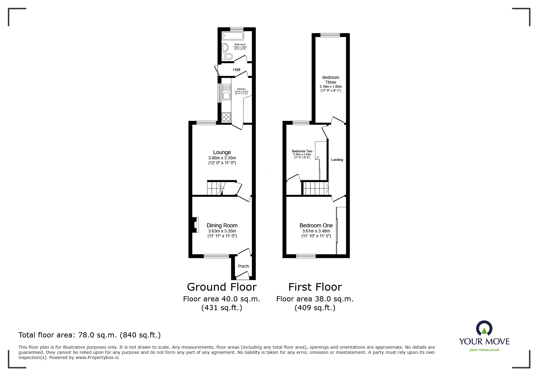 Floorplan of 3 bedroom Mid Terrace House for sale, Standard Hill, Coalville, Leicestershire, LE67