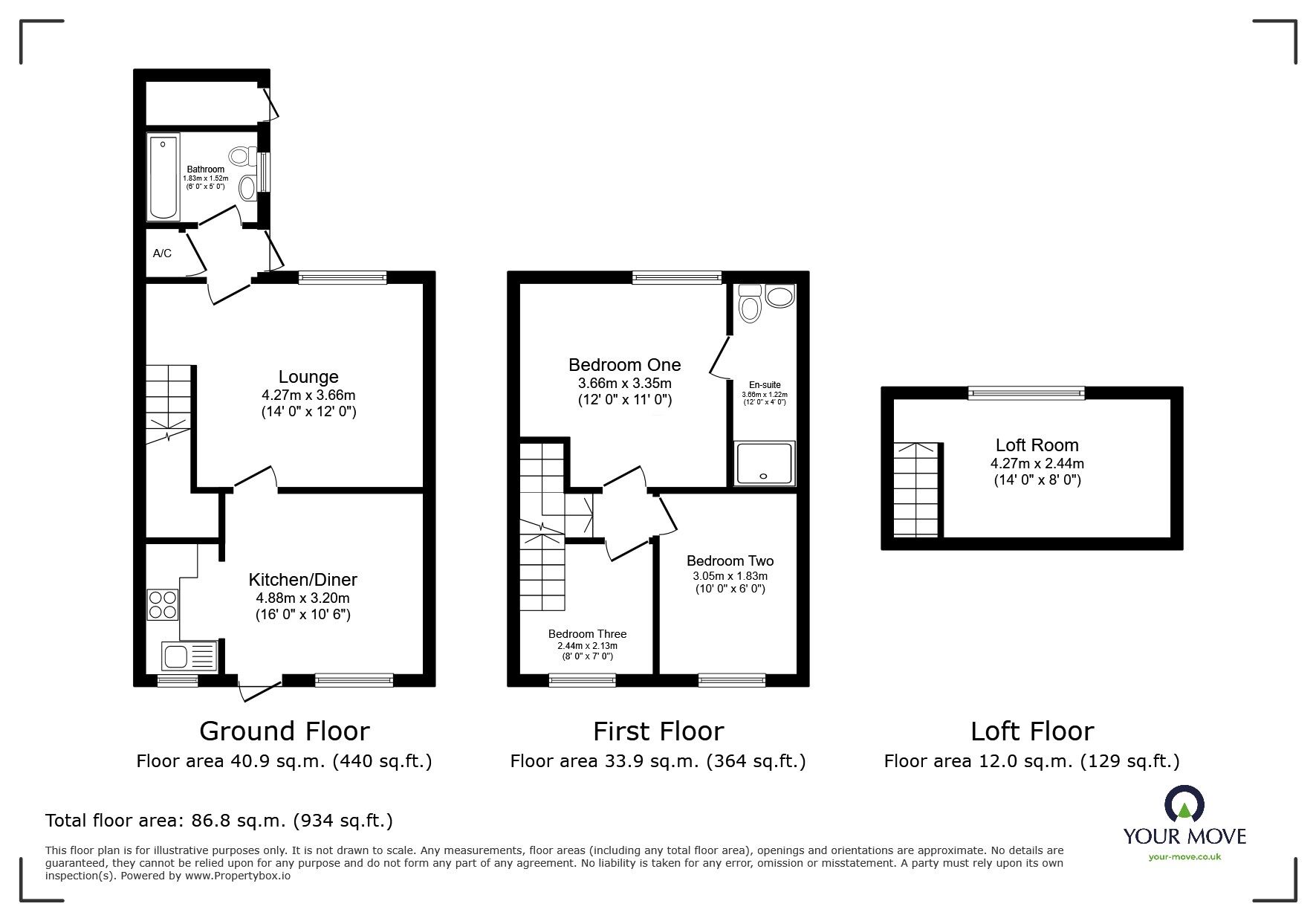 Floorplan of 3 bedroom Mid Terrace House for sale, Battram Road, Ellistown, Leicestershire, LE67