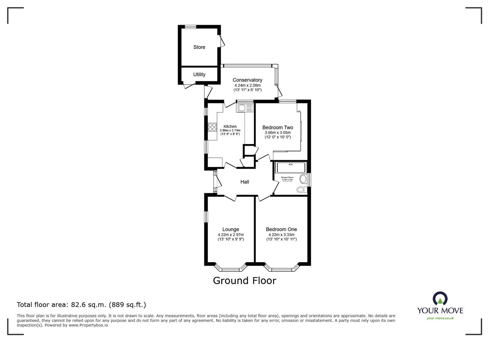 Floorplan of 2 bedroom Detached Bungalow for sale, Ashby Road, Ibstock, Leicestershire, LE67