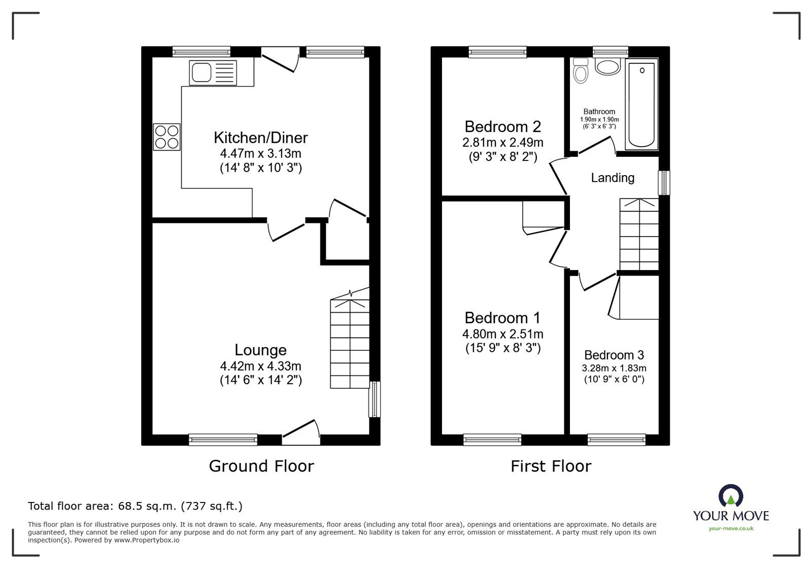 Floorplan of 3 bedroom Semi Detached House for sale, Meadow Road, Barlestone, Leicestershire, CV13