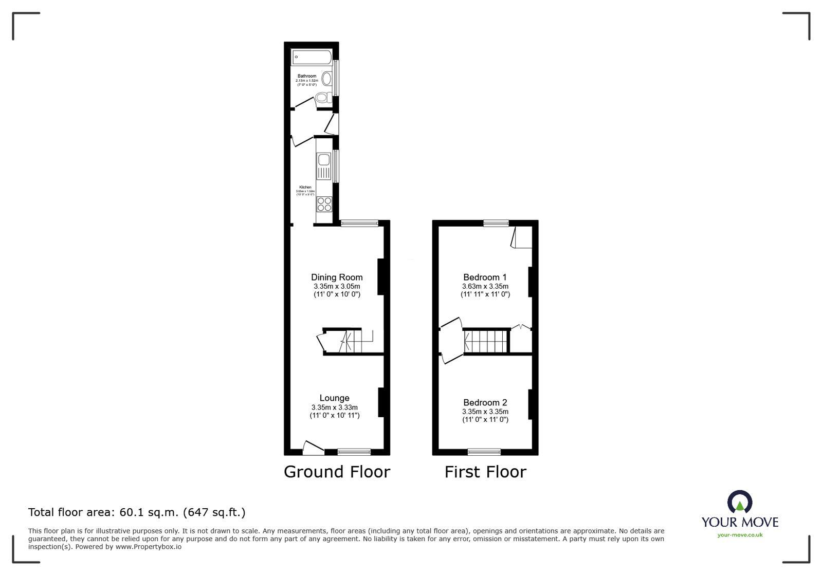 Floorplan of 2 bedroom End Terrace House for sale, Swannington Road, Ravenstone, Leicestershire, LE67