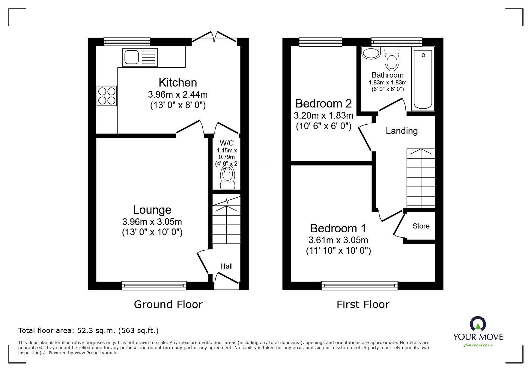 Floorplan of 2 bedroom Mid Terrace House for sale, Ashby Road, Coalville, Leicestershire, LE67