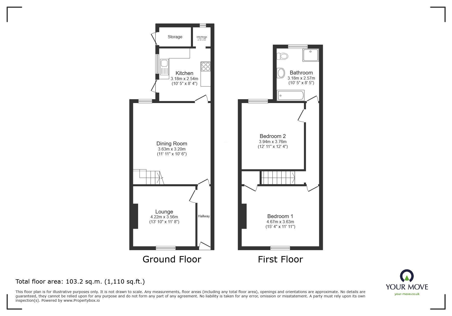 Floorplan of 2 bedroom Mid Terrace House for sale, Highfield Street, Coalville, Leicestershire, LE67