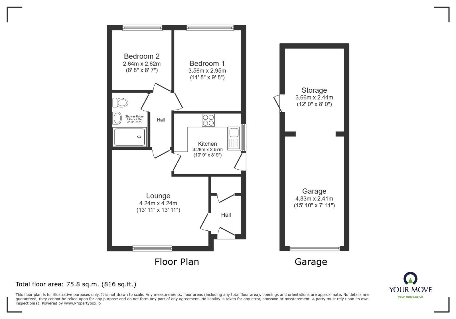 Floorplan of 2 bedroom Detached Bungalow for sale, Linden Close, Ibstock, Leicestershire, LE67