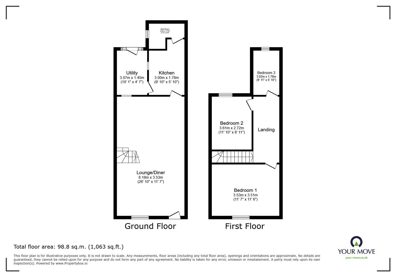 Floorplan of 3 bedroom Mid Terrace House to rent, Margaret Street, Coalville, Leicestershire, LE67