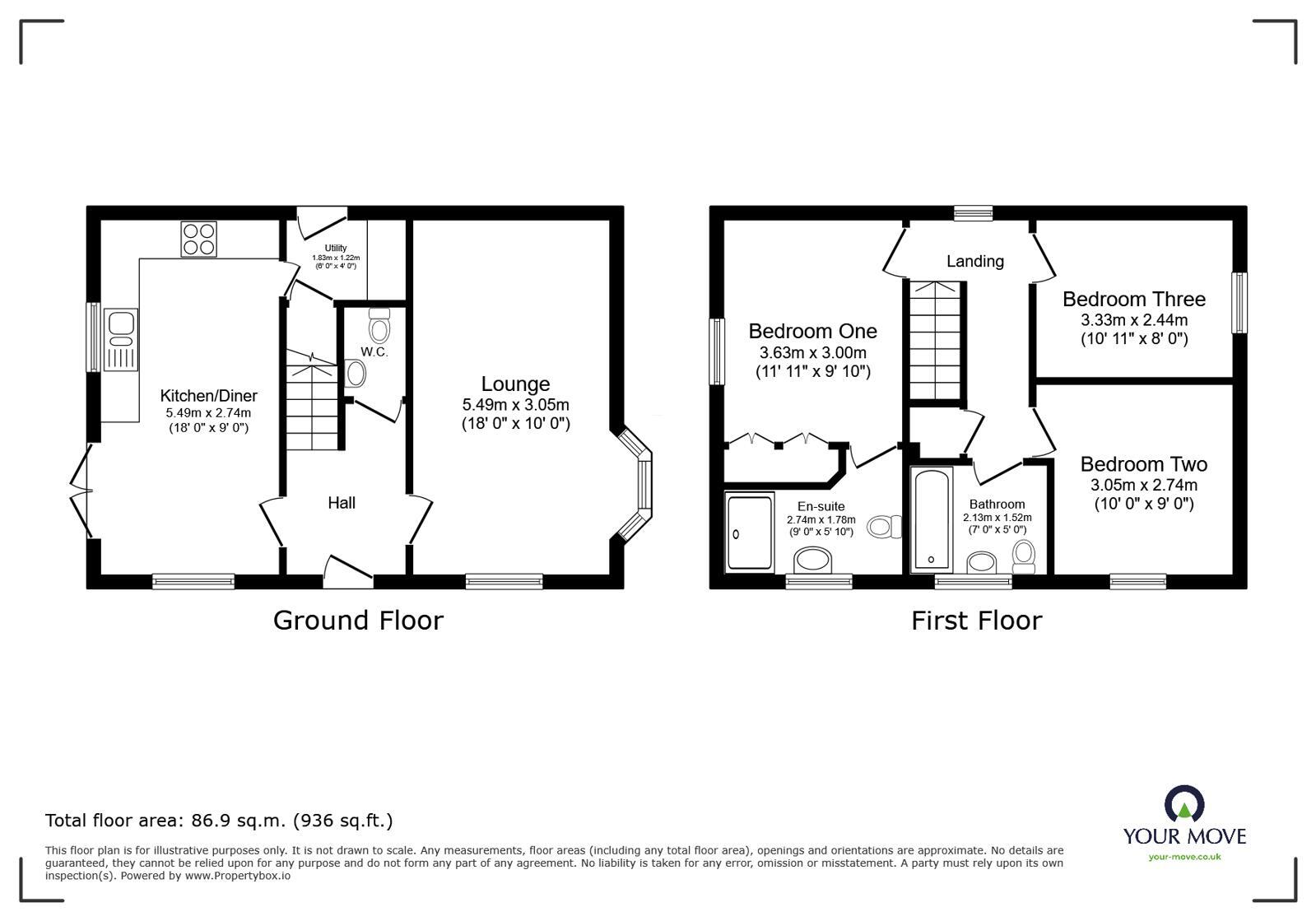 Floorplan of 3 bedroom Detached House for sale, Usherwood Way, Hugglescote, Leicestershire, LE67
