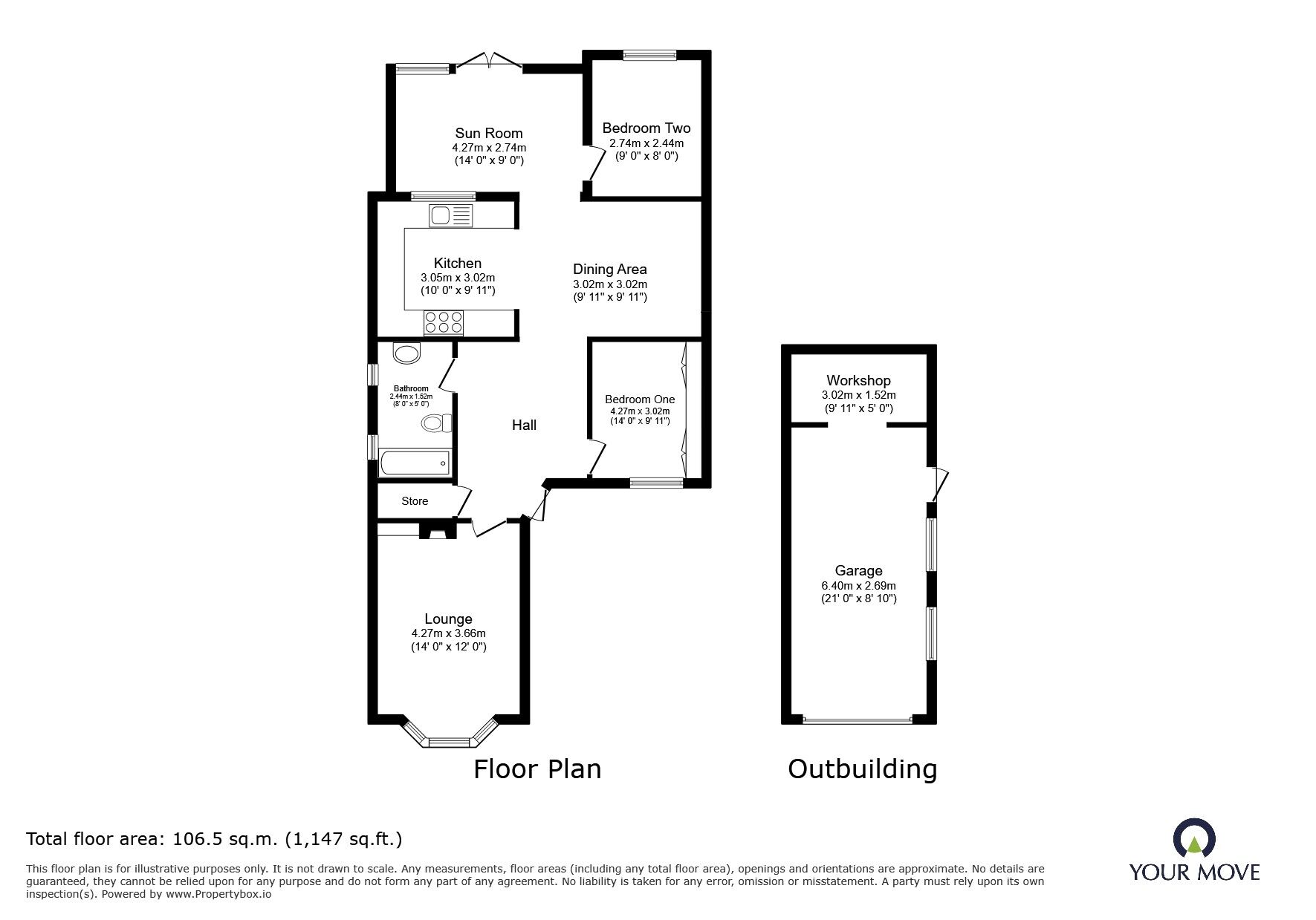 Floorplan of 2 bedroom Detached Bungalow for sale, Zetland Close, Coalville, Leicestershire, LE67