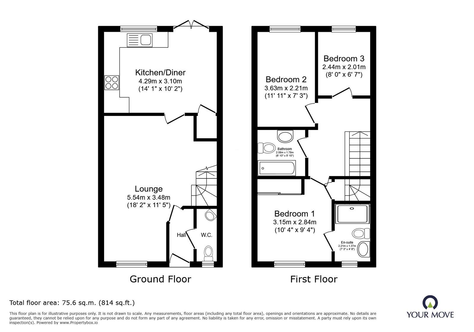 Floorplan of 3 bedroom Semi Detached House for sale, Quartz Close, Coalville, Leicestershire, LE67