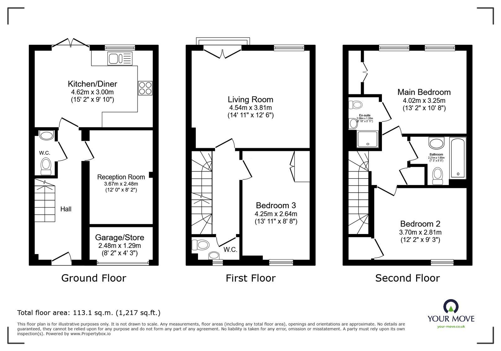 Floorplan of 3 bedroom End Terrace House for sale, Staples Drive, Coalville, Leicestershire, LE67