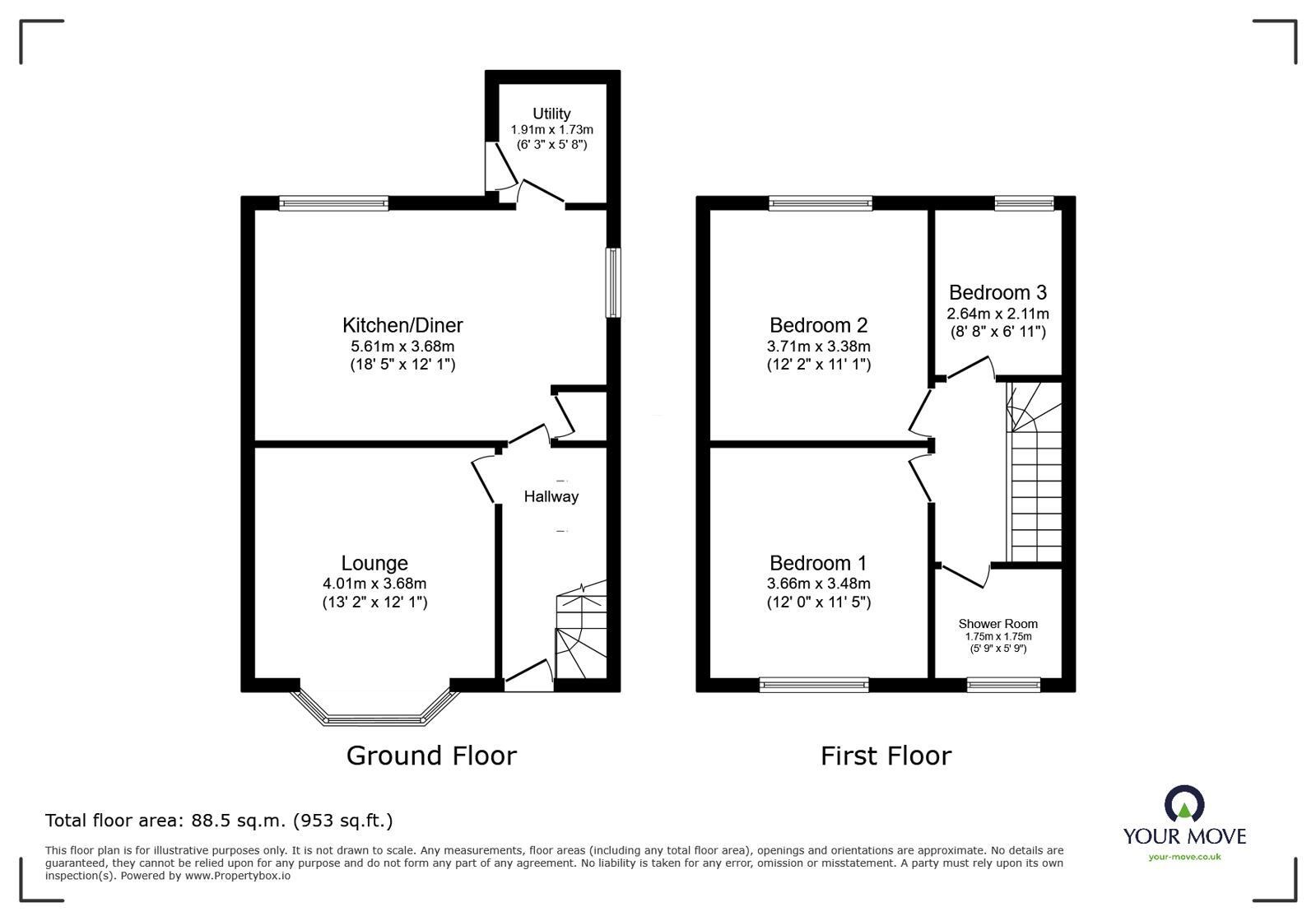Floorplan of 3 bedroom Detached House for sale, Bridge Road, Coalville, Leicestershire, LE67