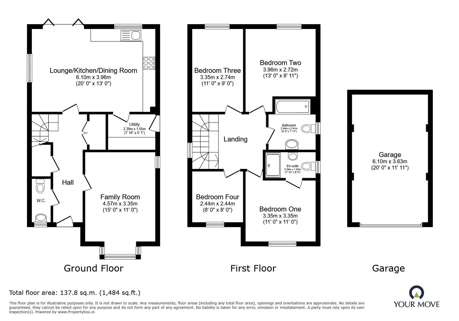Floorplan of 4 bedroom Detached House for sale, Hemsley Road, Hugglescote, Leicestershire, LE67