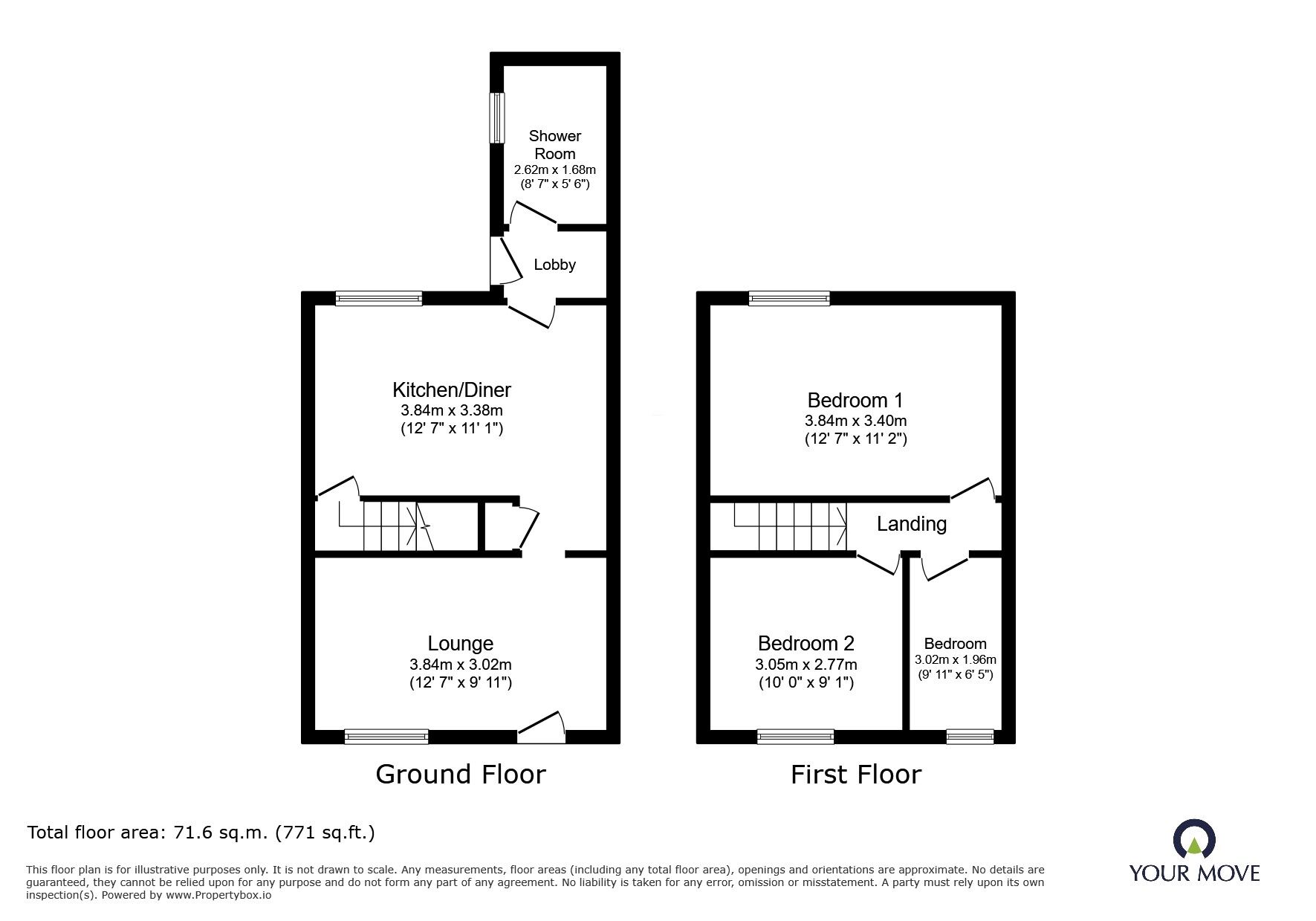 Floorplan of 3 bedroom Mid Terrace House to rent, Belvoir Road, Coalville, Leicestershire, LE67