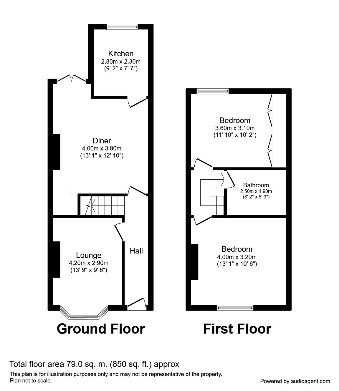 Floorplan of 2 bedroom Mid Terrace House to rent, Earnsdale Road, Darwen, Lancashire, BB3