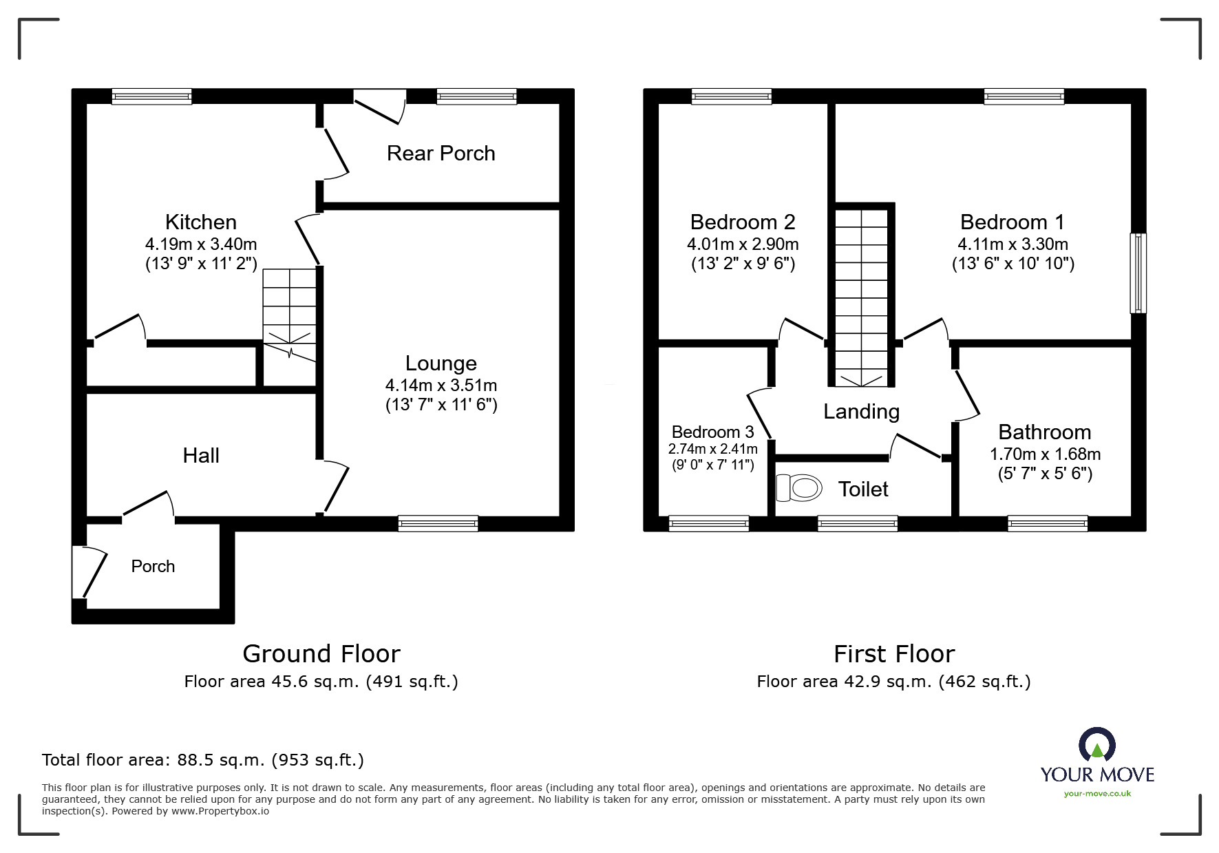 Floorplan of 3 bedroom Semi Detached House for sale, Hodder Grove, Darwen, Lancashire, BB3