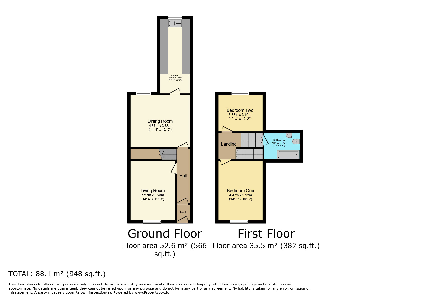 Floorplan of 2 bedroom End Terrace House to rent, Shaftesbury Avenue, Darwen, Lancashire, BB3